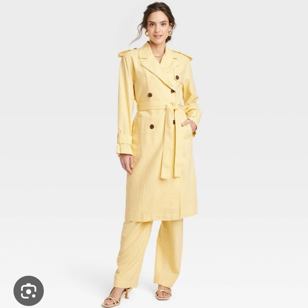 NWT A New Day Yellow Linen Trench Coat